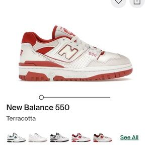 New Balance 550 Red and White Sneakers